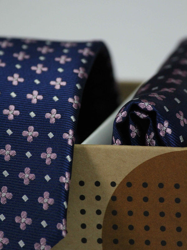 Blue Floral Necktie & Pocket Square Giftset - TOSSIDO