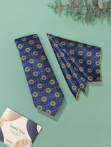 Blue Floral Necktie & Pocket Square Giftset