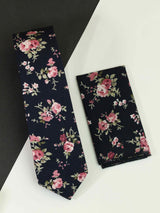 Blue Floral Necktie & Pocket Square Giftset - TOSSIDO