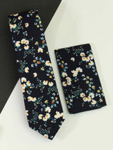 Blue Floral Necktie & Pocket Square Giftset - TOSSIDO