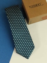 Blue floral necktie in woven microfiber, flat lay