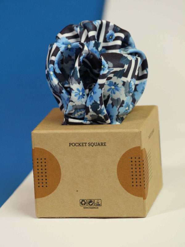 Blue Floral Pocket Square - TOSSIDO