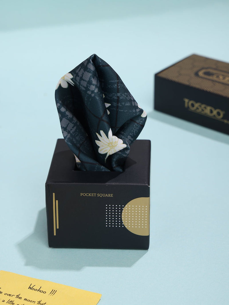 Blue Floral Pocket Square - TOSSIDO