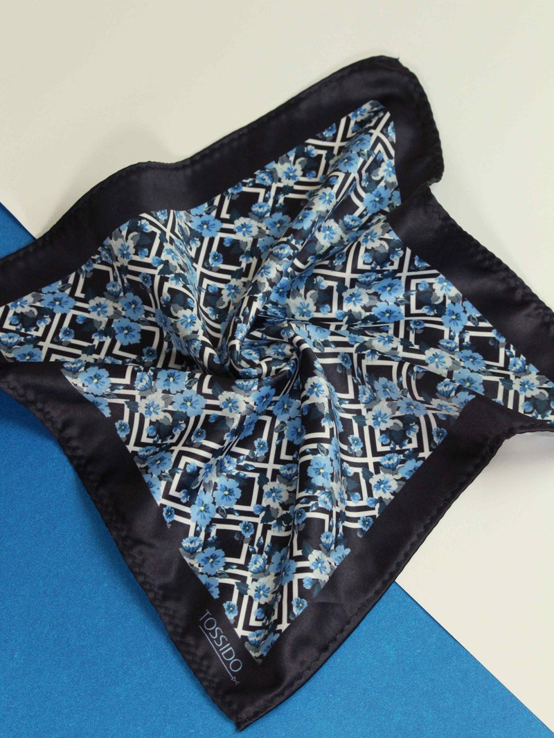 Blue Floral Pocket Square - TOSSIDO