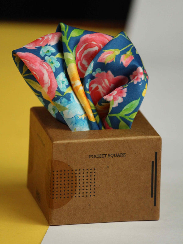Blue Floral Pocket Square - TOSSIDO