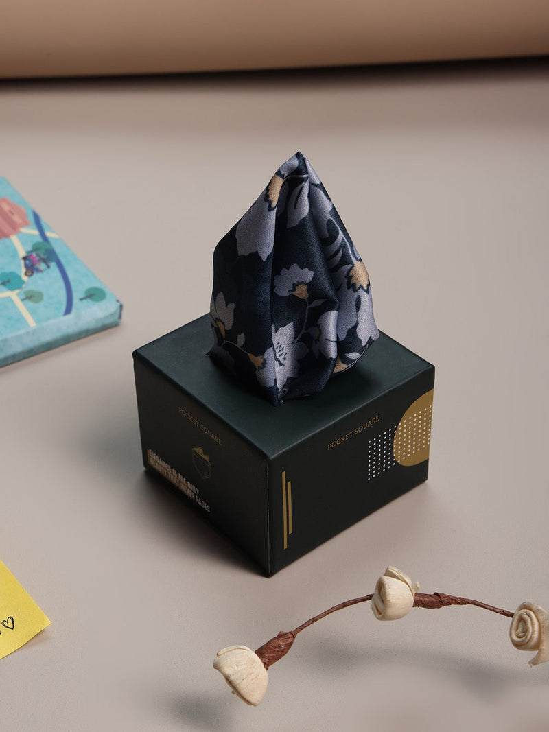 Blue Floral Pocket Square - TOSSIDO