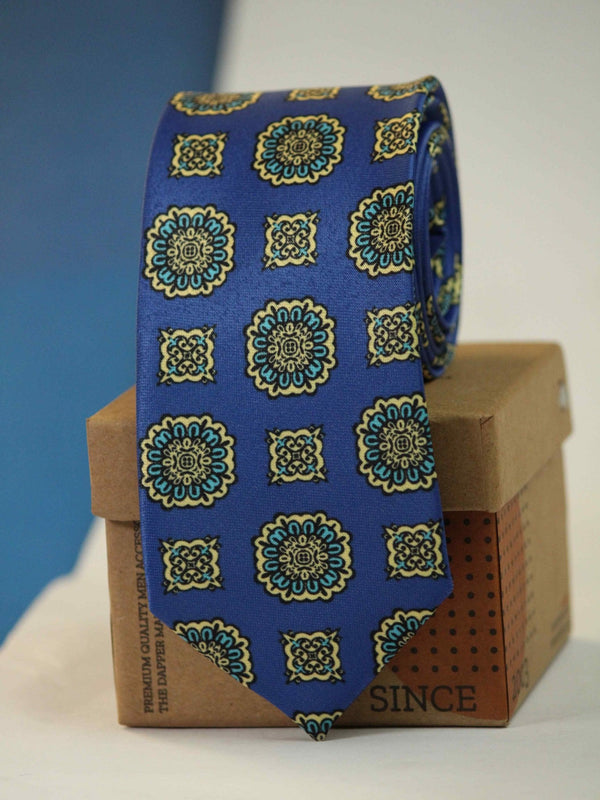 Blue Floral Printed Necktie - TOSSIDO