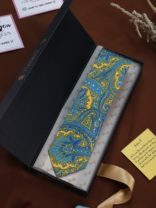 Blue Floral Printed Necktie - TOSSIDO