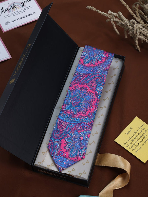 Blue Floral Printed Necktie - TOSSIDO