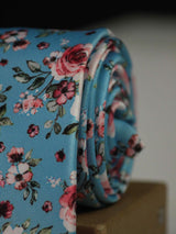 Blue Floral Printed Necktie - TOSSIDO