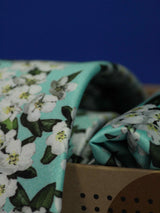 Blue Floral Printed Necktie and Pocket Square Set - TOSSIDO