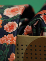 Blue Floral Printed Necktie and Pocket Square Set - TOSSIDO