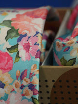 Blue Floral Printed Necktie and Pocket Square Set - TOSSIDO
