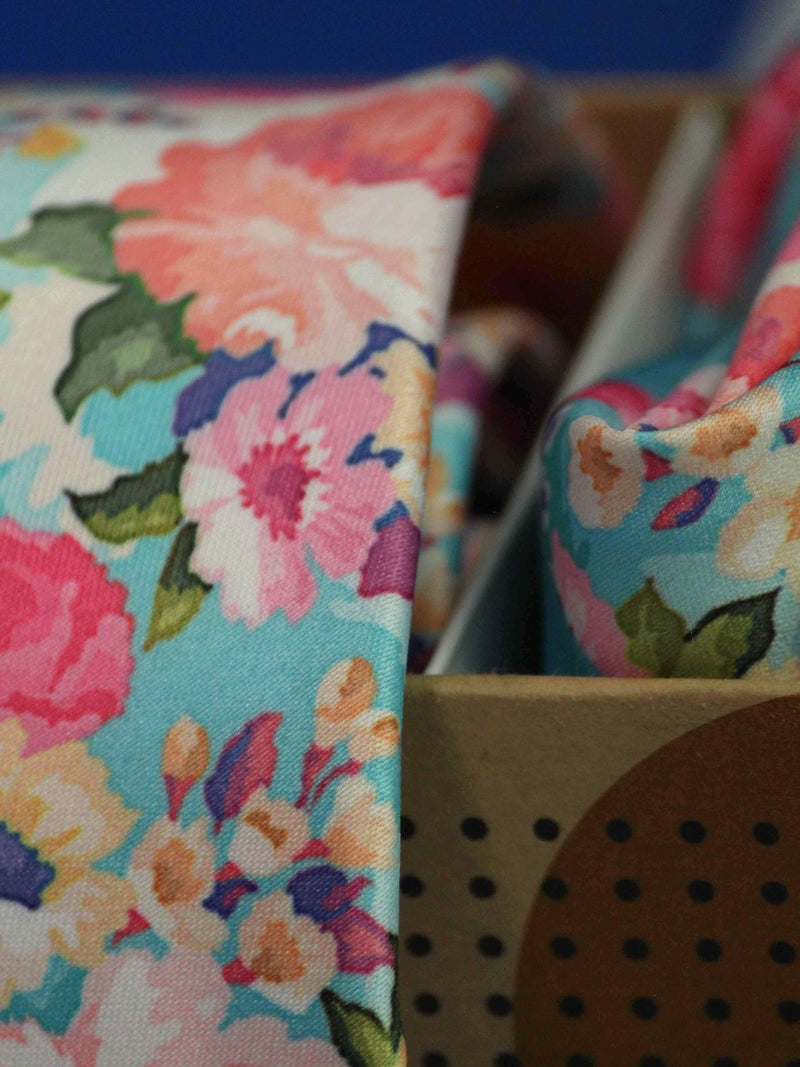 Blue Floral Printed Necktie and Pocket Square Set - TOSSIDO