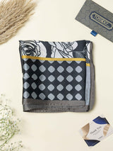 Blue Floral Printed Satin Neckerchief - TOSSIDO