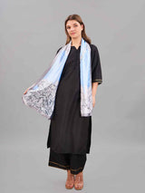 Blue Floral Printed Stole - TOSSIDO