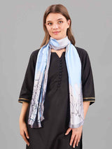 Blue Floral Printed Stole - TOSSIDO