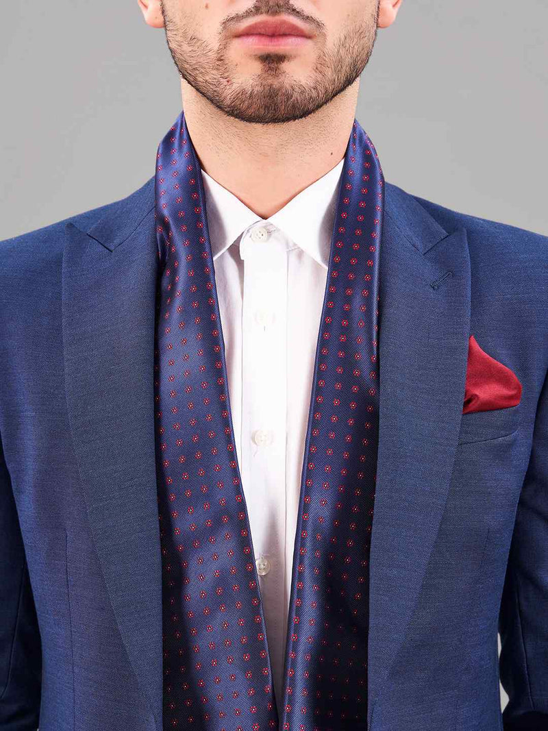 Blue Floral Reversible Stole & Pocket Square Set - TOSSIDO