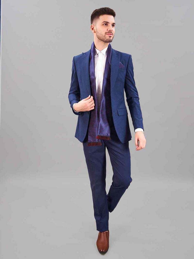 Blue Floral Reversible Stole & Pocket Square Set - TOSSIDO