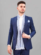 Blue Floral Reversible Stole & Pocket Square Set - TOSSIDO