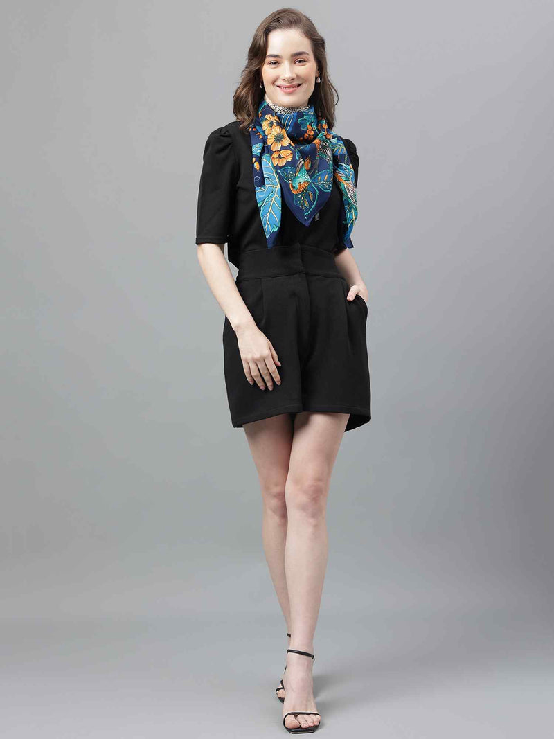 Blue Floral Scarf & Scarf Bag Set - TOSSIDO