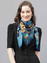 Blue Floral Scarf & Scarf Bag Set - TOSSIDO