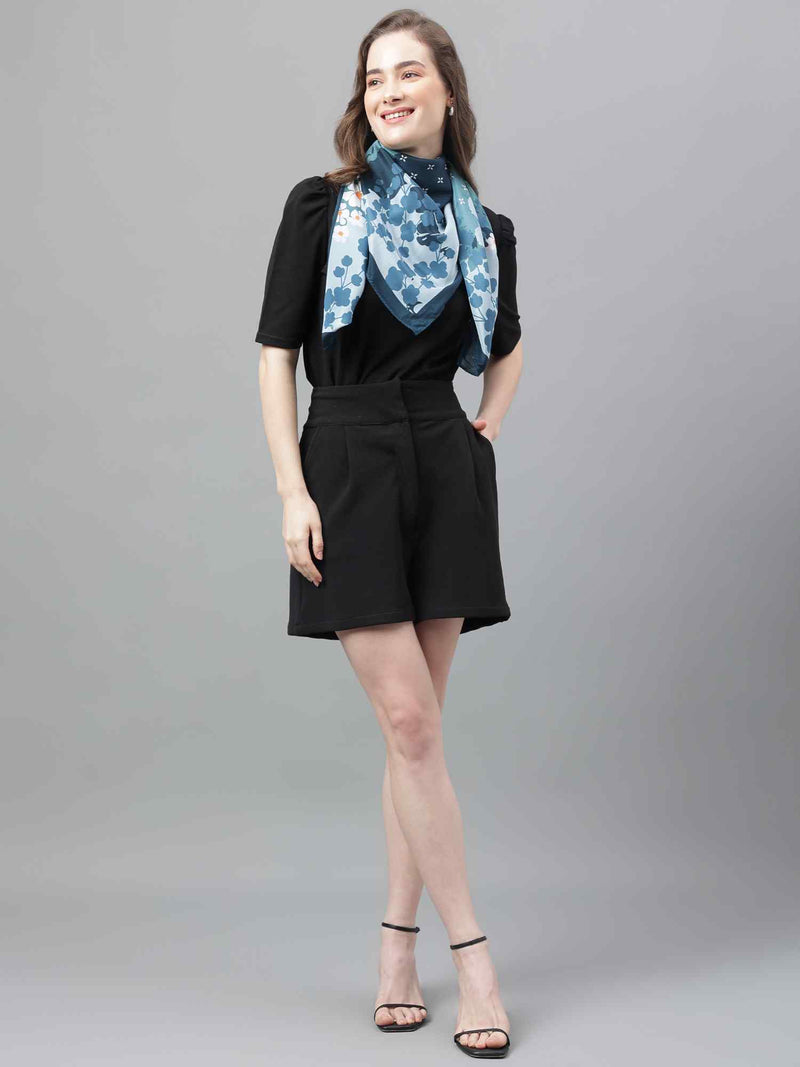 Blue Floral Scarf & Scarf Bag Set - TOSSIDO