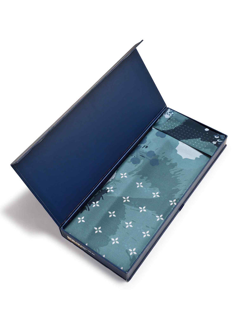 Blue Floral Scarf & Scarf Bag Set - TOSSIDO