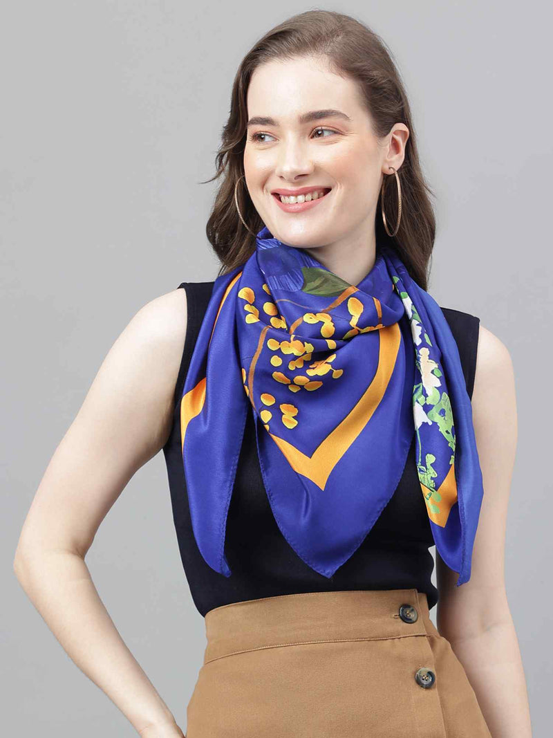Blue Floral Scarf & Scarf Bag Set - TOSSIDO