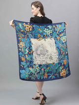 Blue Floral Scarf & Scarf Bag Set - TOSSIDO
