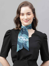 Blue Floral Scarf & Scarf Bag Set - TOSSIDO