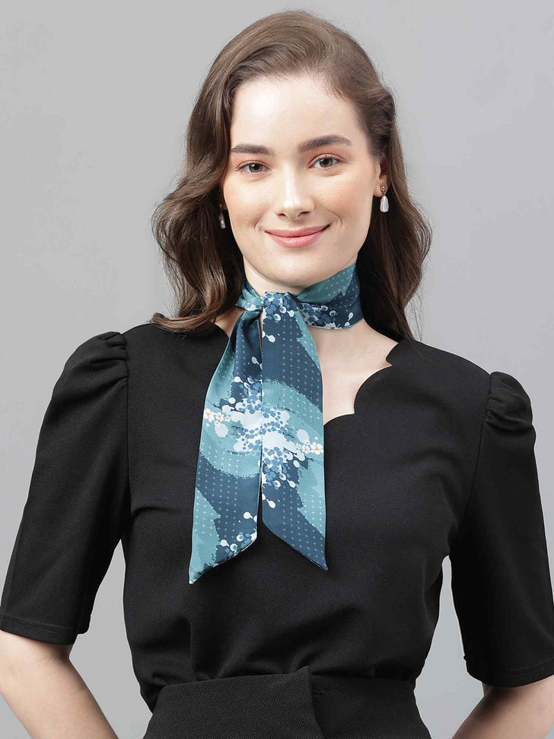 Blue Floral Scarf & Scarf Bag Set - TOSSIDO