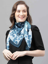 Blue Floral Scarf & Scarf Bag Set - TOSSIDO