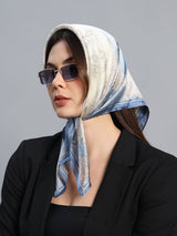 Blue Floral Short Scarf - TOSSIDO