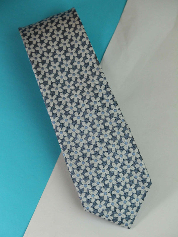 Blue Floral Silk Necktie - TOSSIDO