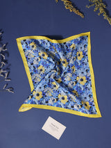 Blue Floral Silk Pocket Square - TOSSIDO