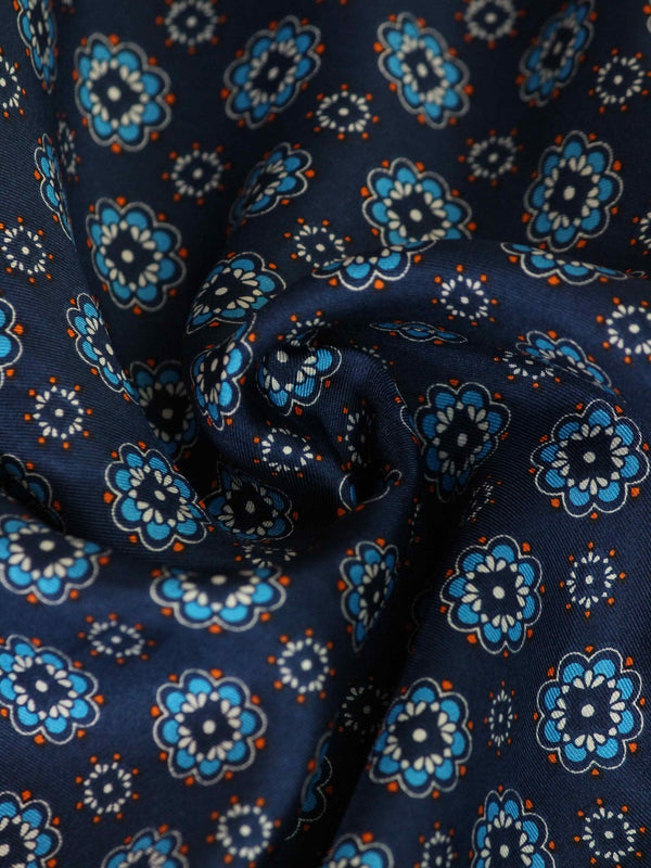 Blue Floral Silk Pocket Square - TOSSIDO