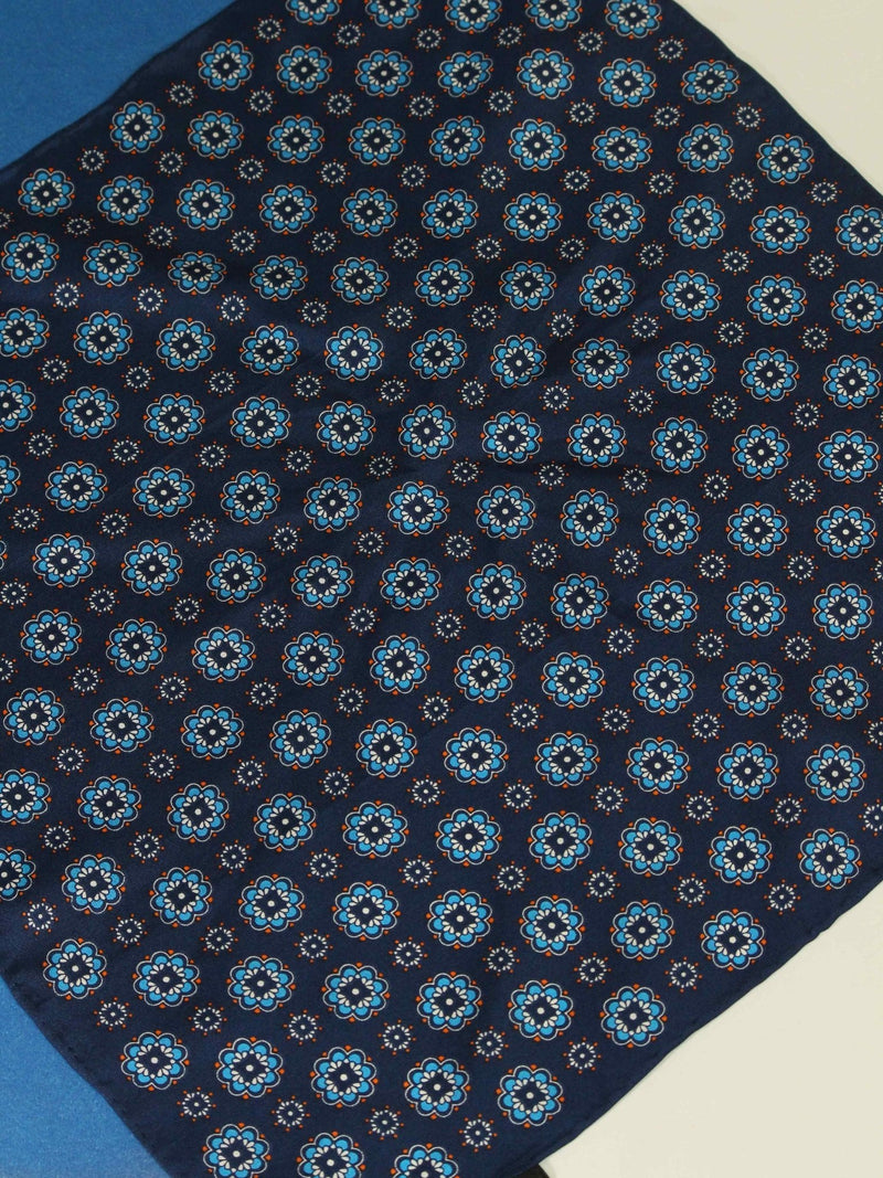 Blue Floral Silk Pocket Square - TOSSIDO