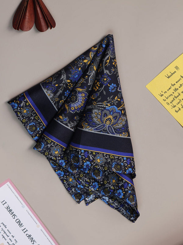 Blue Floral Silk Pocket Square - TOSSIDO