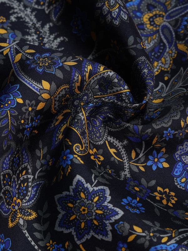 Blue Floral Silk Pocket Square - TOSSIDO
