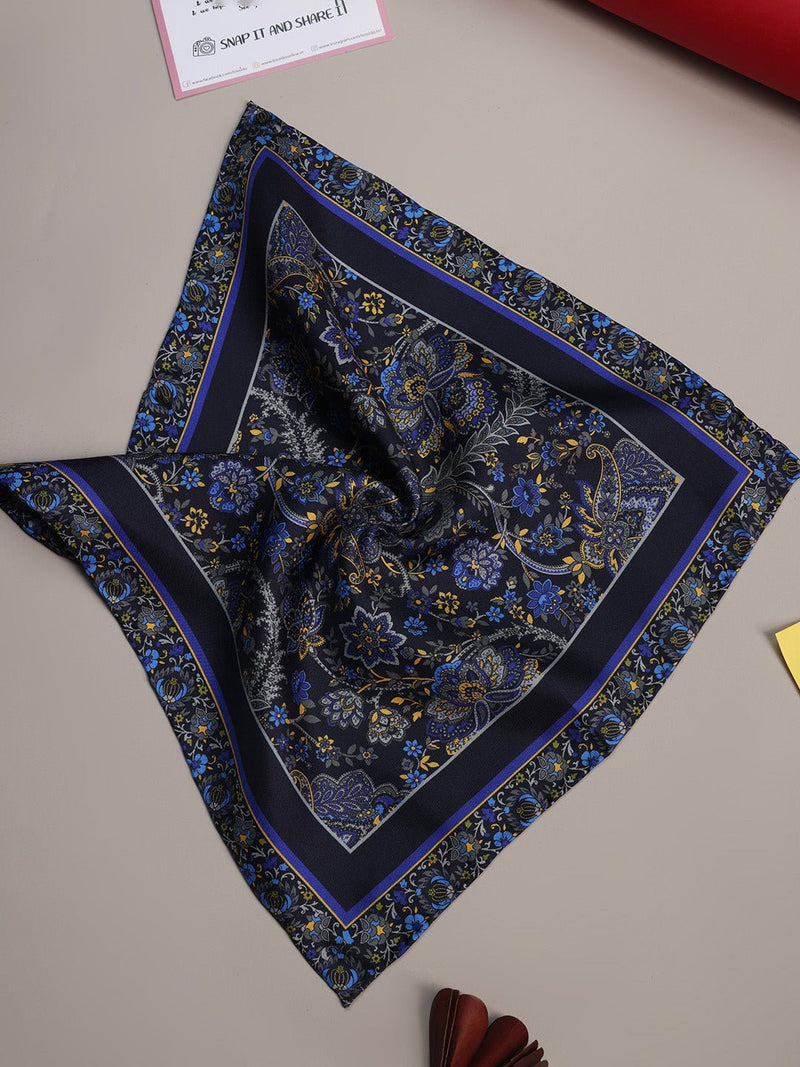 Blue Floral Silk Pocket Square - TOSSIDO