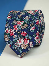 Blue Floral Skinny Necktie - TOSSIDO