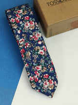 Blue Floral Skinny Necktie - TOSSIDO