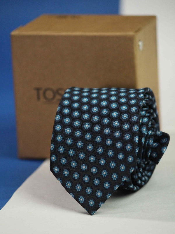 Blue Floral Skinny Necktie - TOSSIDO