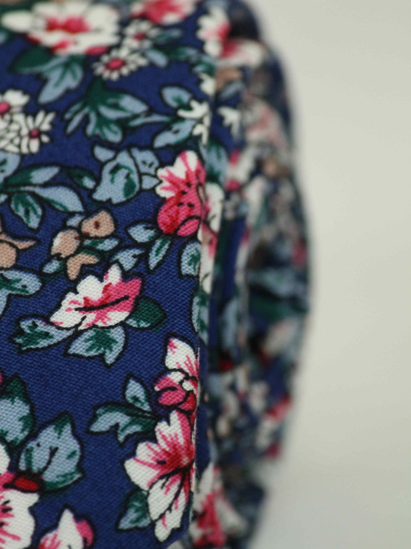 Blue Floral Skinny Necktie - TOSSIDO
