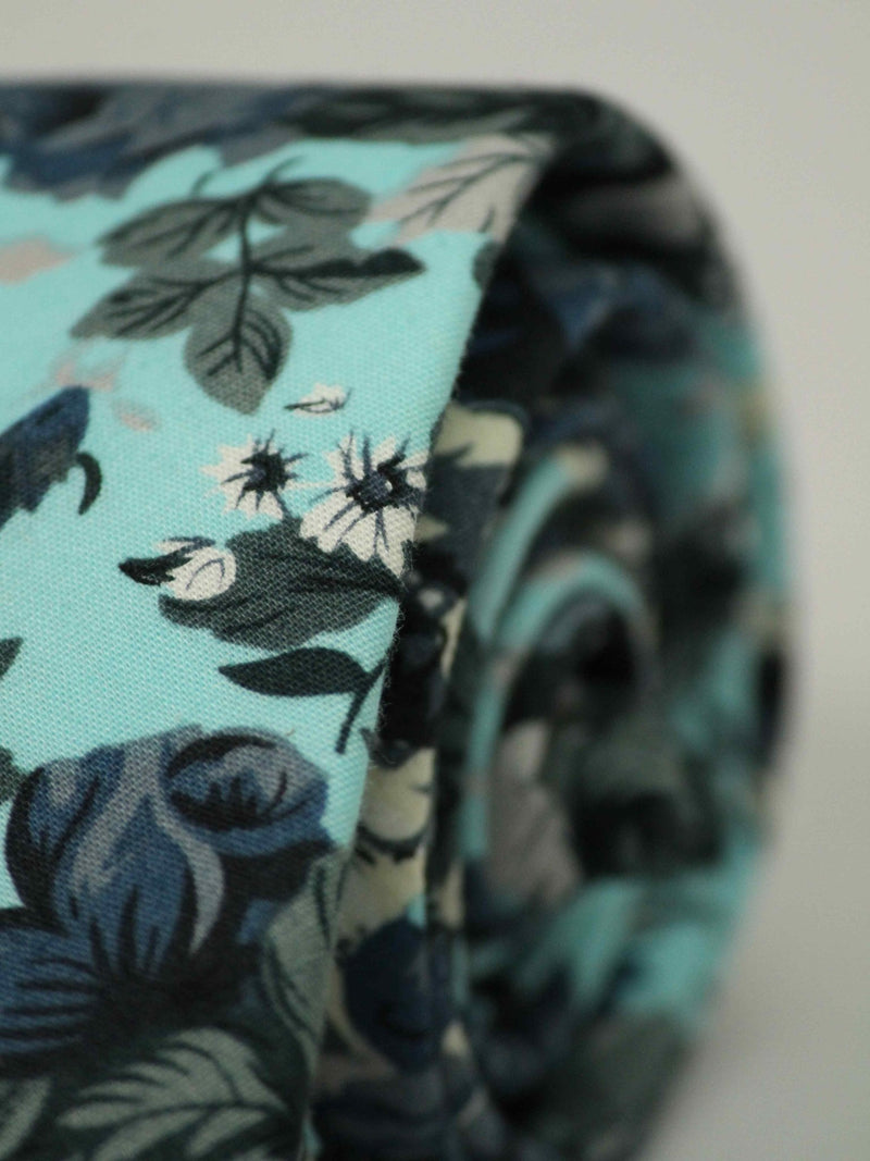 Blue Floral Skinny Necktie - TOSSIDO
