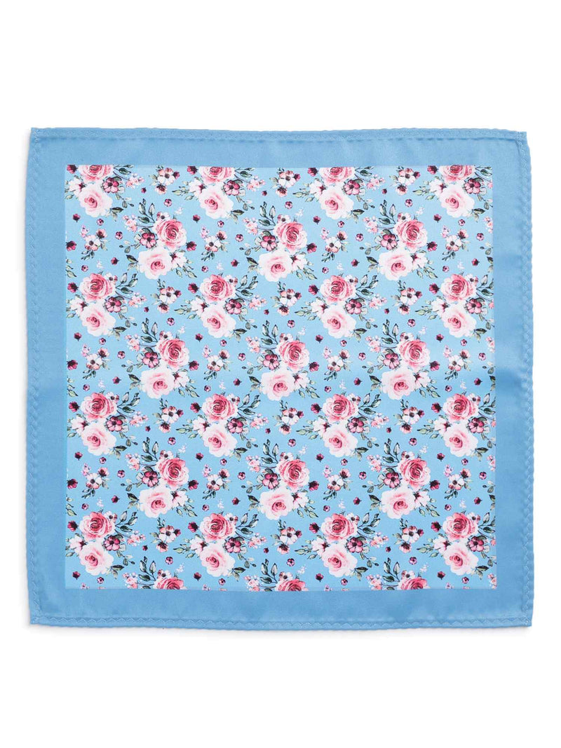 Blue Floral Stole & Pocket Square Set - TOSSIDO