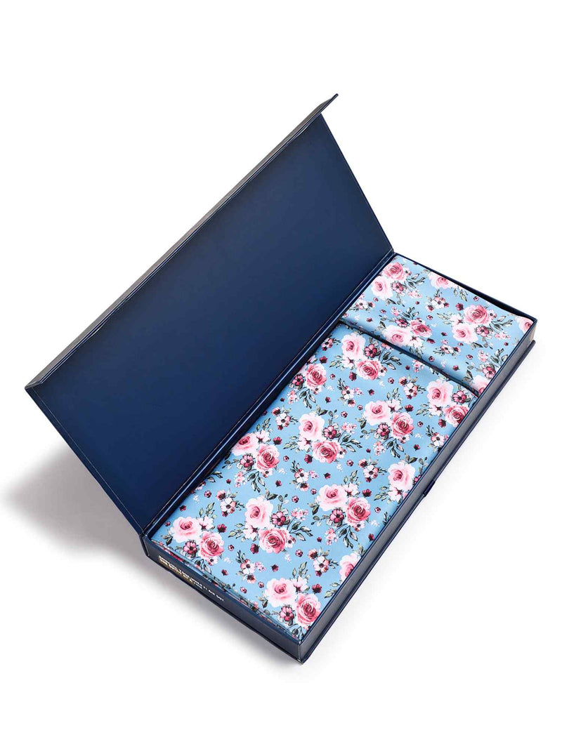 Blue Floral Stole & Pocket Square Set - TOSSIDO
