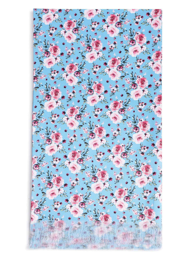 Blue Floral Stole & Pocket Square Set - TOSSIDO