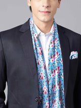 Blue Floral Stole & Pocket Square Set - TOSSIDO